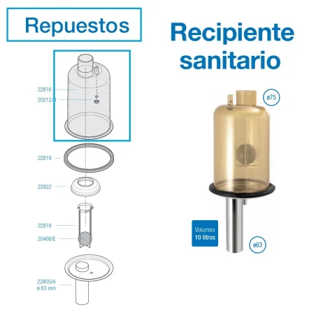 Repuestos para recipiente sanitario de unidad final 63mm