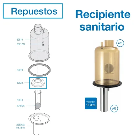 Repuestos para recipiente sanitario de unidad final 63mm