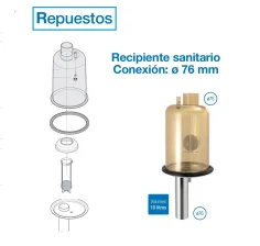 Repuestos para recipiente sanitario de unidad final 76 mm