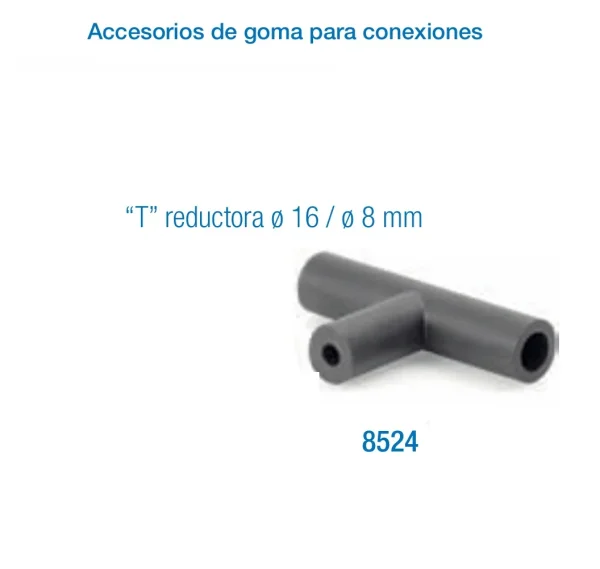 T reductora Ø16 / Ø8 mm para conexiones de goma | Accesorios de ordeño