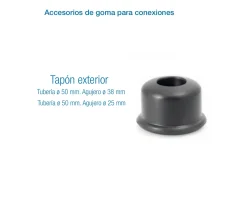 Tapón Exterior Tubería  D 50mm. Agujero D 38 mm / D 25mm | Accesorio de Goma para Sistemas de Ordeño