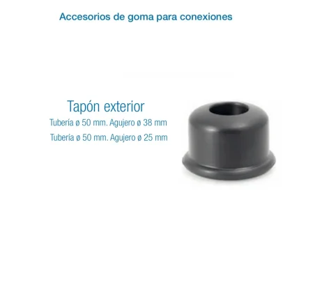 Tapón Exterior Tubería  D 50mm. Agujero D 38 mm / D 25mm | Accesorio de Goma para Sistemas de Ordeño