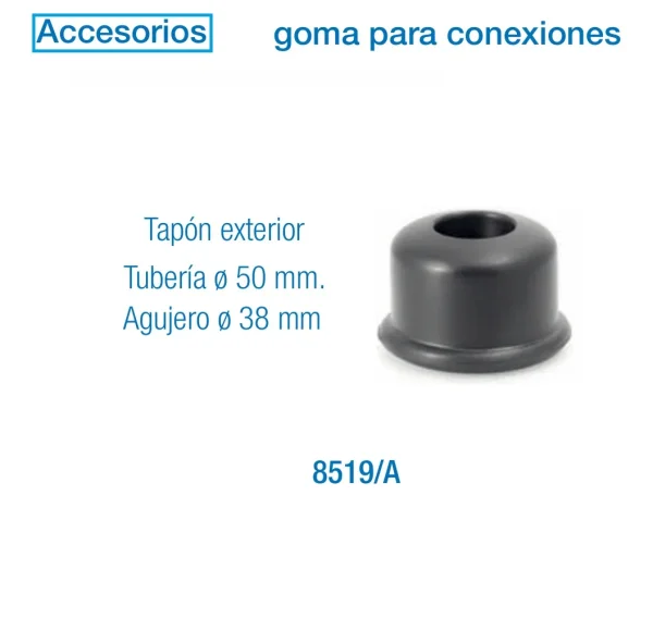 Tapón Exterior Tubería  D 50mm. Agujero D 38 mm / D 25mm | Accesorio de Goma para Sistemas de Ordeño