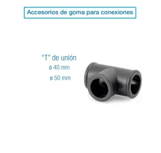 T de Unión 40 mm y 50 mm para Sistemas de Ordeño | Accesorios de Goma