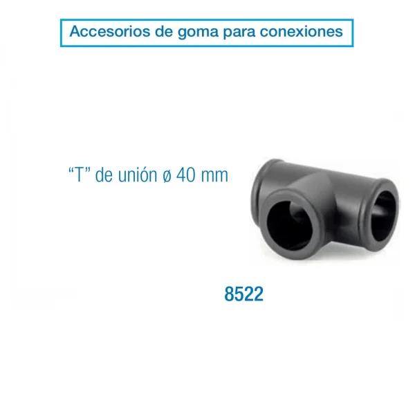 T de Unión 40 mm y 50 mm para Sistemas de Ordeño | Accesorios de Goma