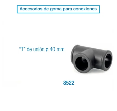 T de Unión 40 mm y 50 mm para Sistemas de Ordeño | Accesorios de Goma