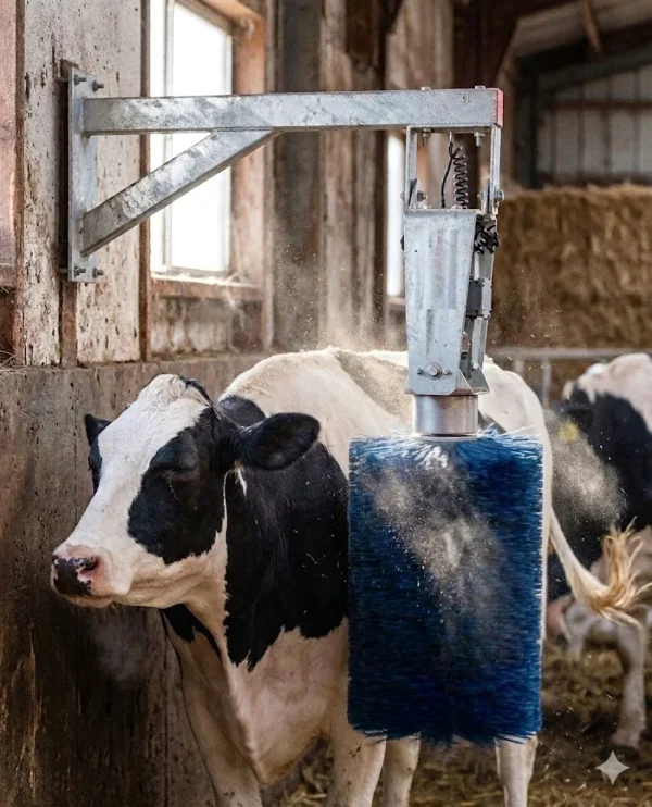 Cepillo rotativo para vacas . Mejora la salud y el bienestar animal de las vacas.