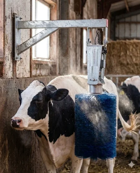 Cepillo rotativo para vacas . Mejora la salud y el bienestar animal de las vacas.