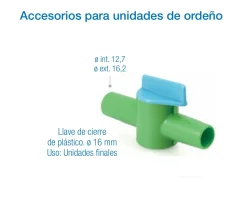 Accesorios para Unidades de Ordeño de Plástico Ø 16 mm | Unidades Finales