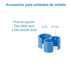 Pinza de sujeción tubo doble vacío  y leche | Accesorios de Ordeño