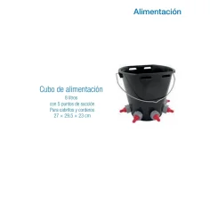Cubo de alimentación 8 litros con 5 tetinas para cabritos y corderos