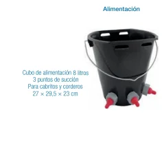Cubo de alimentación 8 litros con 3 tetinas para cabritos y corderos