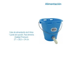 Cubo de alimentación 8 litros con 1 tetina para terneros Premium