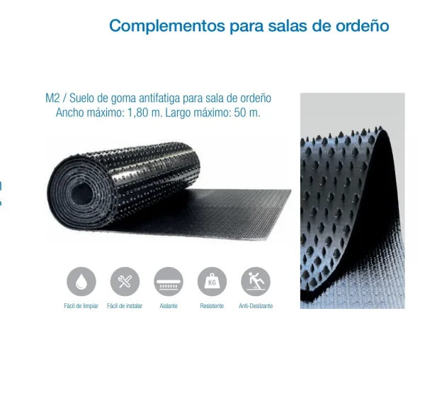 Suelo de goma antifatiga para sala de ordeño por m²