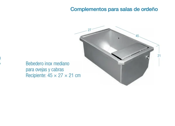 Bebedero inox mediano para ovejas y cabras