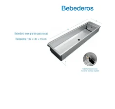 Bebedero Inox para Vacas 107 × 30 × 15 cm con Boya Regulable