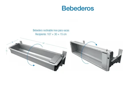 Bebedero Reclinable Inox para Vacas 107 × 30 × 15 cm