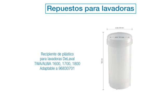 Recipiente de plástico para lavadoras DeLaval TWA/ALWA 1600-1800