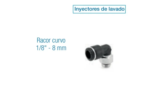 Racor curvo 1/8" - 8 mm | inyectores de lavado