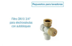 Filtro DN10 3/4" para electroválvulas con autobloqueo.