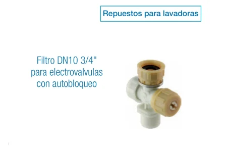 Filtro DN10 3/4" para electroválvulas con autobloqueo.