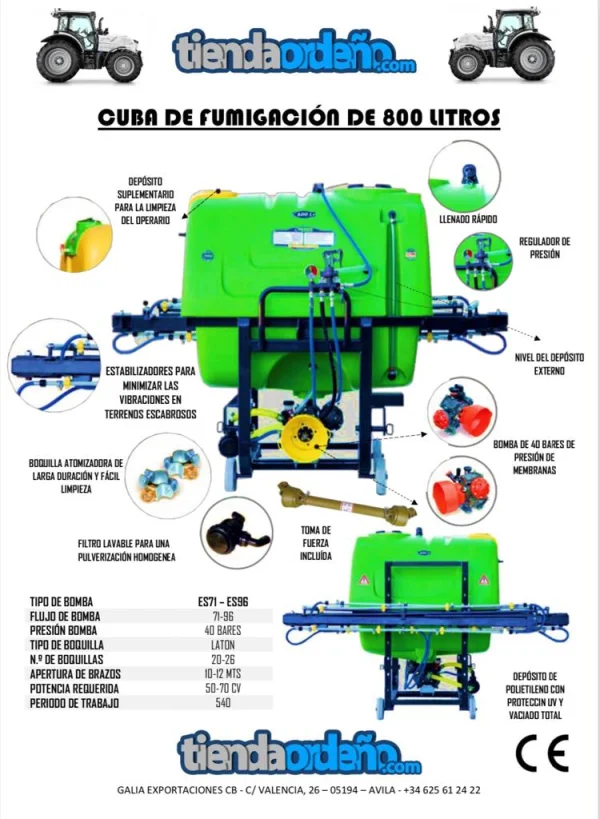 CUBA DE FUMIGACION 800 LITROS 