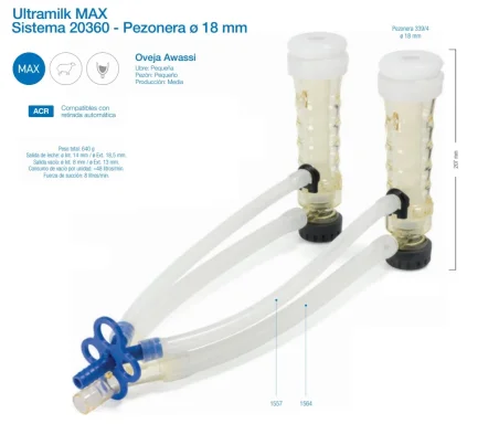 Punto de ordeño ULTRAMILK MAX sistema 20360 - Pezonera 18 mm (Oveja Awassi)