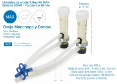 Punto de ordeño ULTRAMILK MAX sistema 20370 - Pezonera 18 mm (Oveja manchega y cretaw)