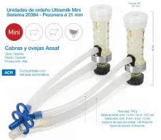Punto de ordeño ULTRAMILK MINI sistema 20384- Pezonera 21mm ( Cabras y Ovejas Assaf )